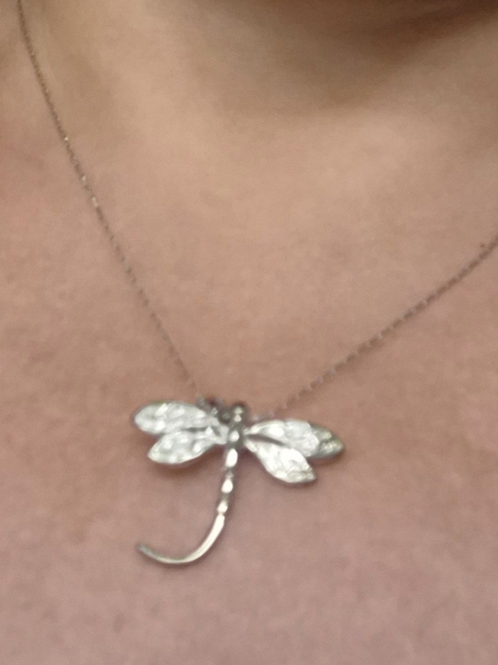 Stainless Steel Neckless Silver Dragonfly  Necklace - Silver